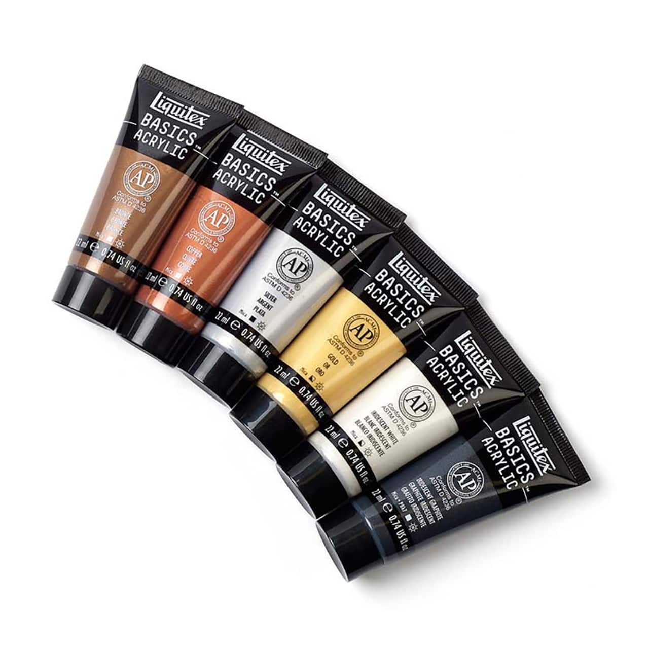 Liquitex® BASICS™ Metallic & Iridescent 6 Colour Acrylic Paint Set